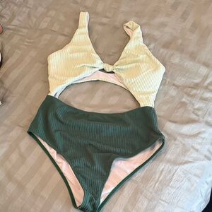 Keyhole Green One Piece Swimsuit